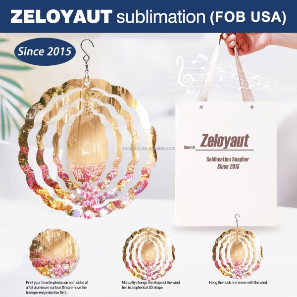 ZELOYAUT 24H-shipping Customizable Sublimation Wholesale Wind Spinner Blanks 3Inch Aluminum Spinners - DIY for Home DecoR
