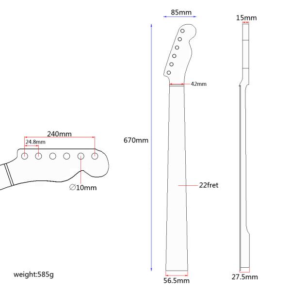 22 Фреты Fender Telecaster Замена шеи Глянцевая электрическая гитара Кленовая деревянная доска