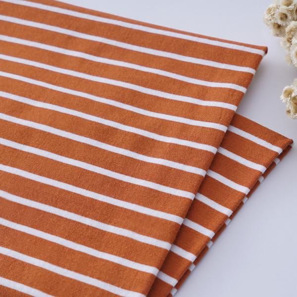 Plain Jersey 175gsm Striped Knit Cotton Fabric Single Face For T Shirt