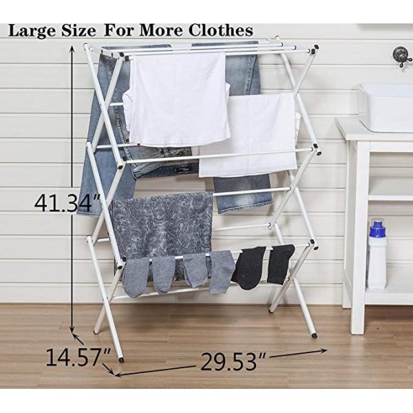 White Foldable Alloy Steel Clothes Drying  Laundry Rack