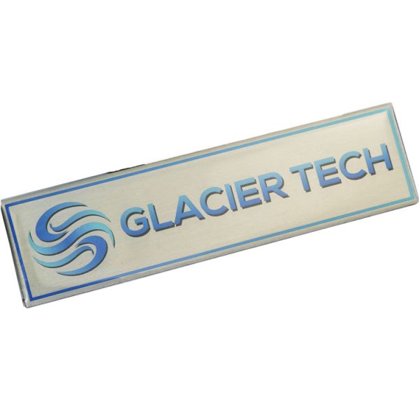 Custom Epoxy Dome Printed Aluminum Base Labels With Adhesive Backing