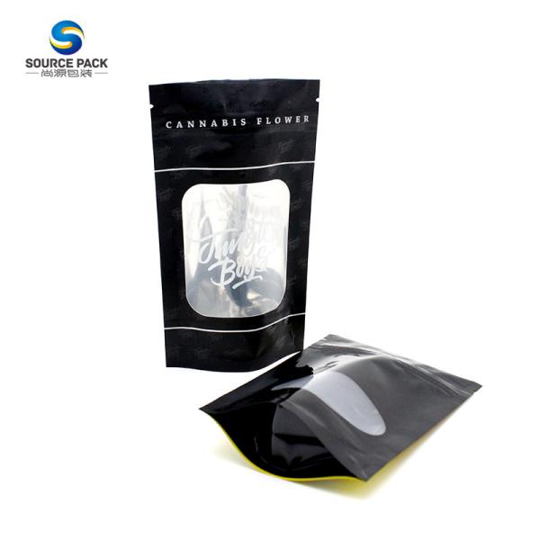 Customized Logo Printing Mylar Weed Packaging Bag Stand Up Mylar Bags CBD With Window