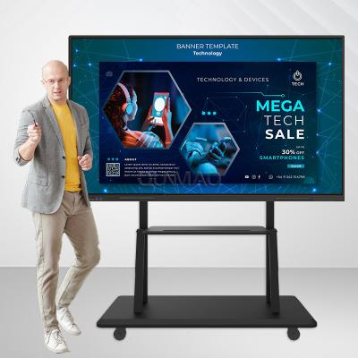 Qtenboard 55 65 75 Inch Finger Touch 4K Android Interactive Boards Smart Whiteboard