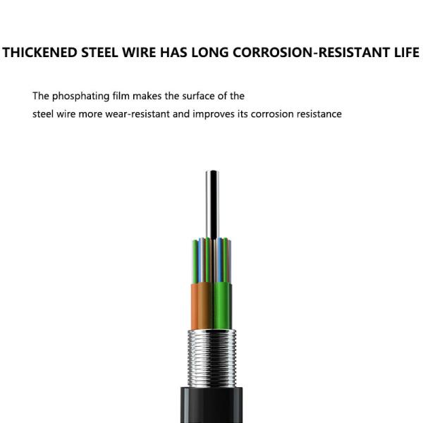 GYTS GYTA 12 24 48 96 Core Fiber Optic Cable Black Outdoor Armored Cable