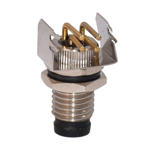M8 4pins Male Right Angle Panel Mount Metal Connector PCB Mount Socket For Sensor