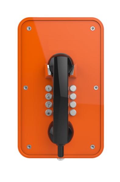 Orange Industrial Weatherproof Telephone With LCD Display And Rugged Handset