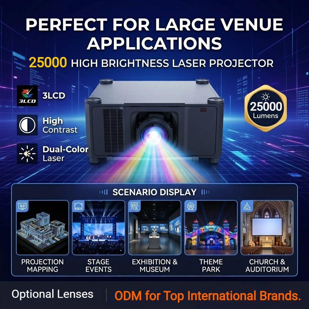 Outdoor Projection 25000 Lumens WUXGA 3D Mapping Projector 3LCD Dual Color Laser