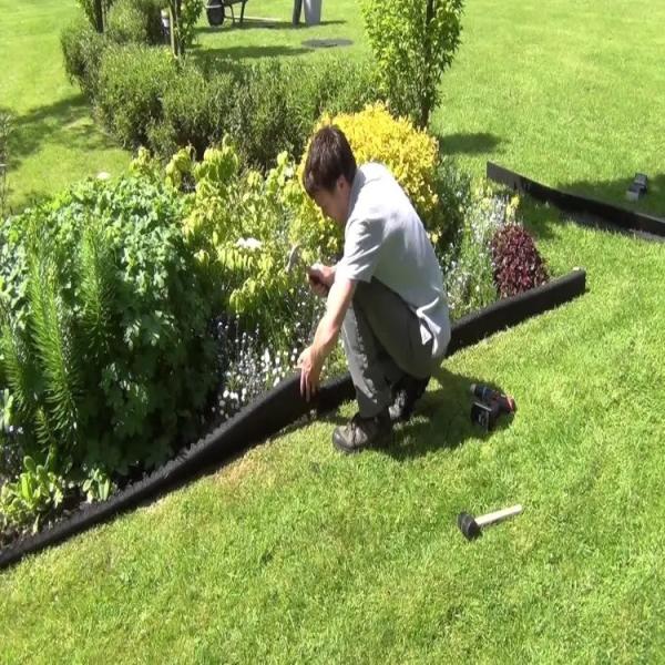 Customized Recycled Rubber Landscape Edging 1220*100*76mm Ecoborder Landscape Edging Red