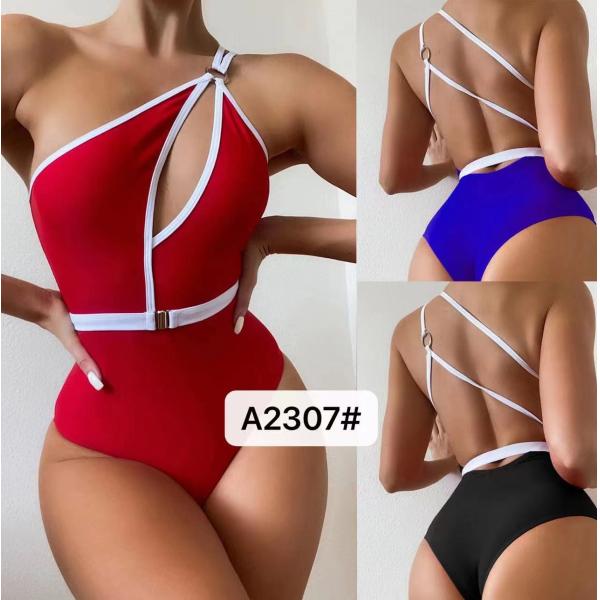 Ladies One Piece Swimsuit Solid Color Factory Direct Supply High Waist  Miss Hard Wearing The New Type