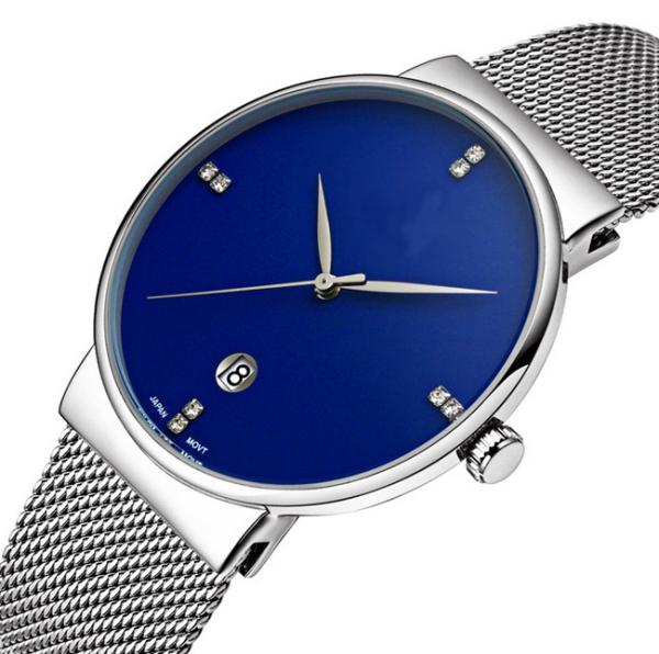 Customiz logo fashion alloy wrist watch with S/S mesh band ,quartz movement wrist watch