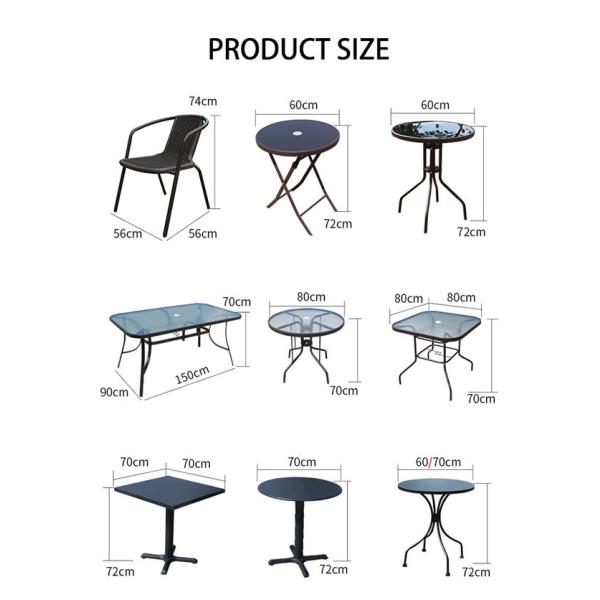 Le Tableau extérieur de balcon de patio de meubles de jardin de chaise longue a placé 56x56x74cm