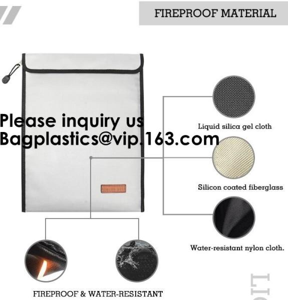 Double layer heat protection large fireproof document money pouch bags,Safety document bag / fire resistant document bag