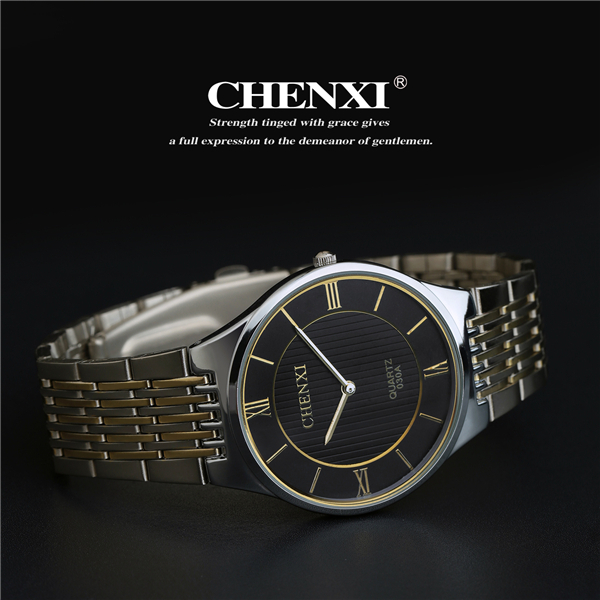 T030A9 CHENXI Brand Wristwatch Unisex Wholesale Gold Stainless Steel Case Quartz Watches
