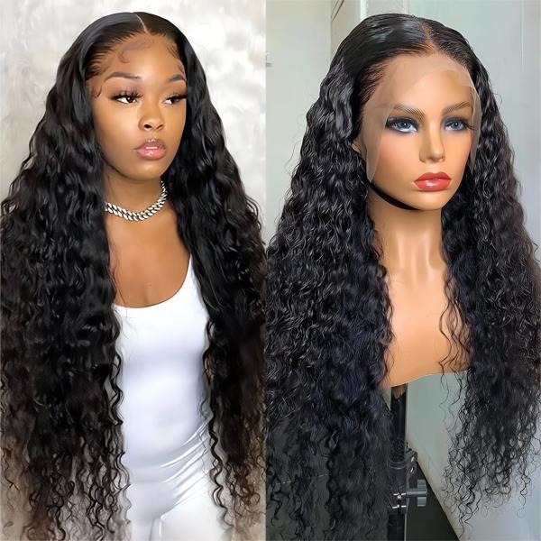 30 Inch Water Deep Wave Body Wave 4x4 Hd Transparent Lace Frontal Raw Human Hair Wig For Black Women