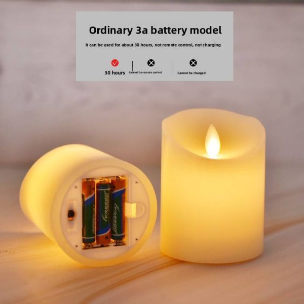 Ivory White Battery Operated Safe Eco-friendly 3d Flame Flickering Cylindrical Pillar LED Light Candles for Home Decor Diwali