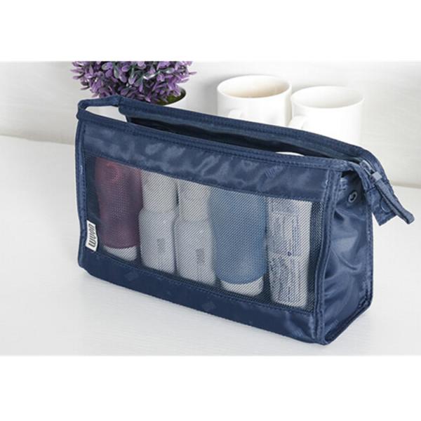 Factory direct hot sale clear toiletry bag polyester and mesh makeup bag eco beauty cosmetic bag