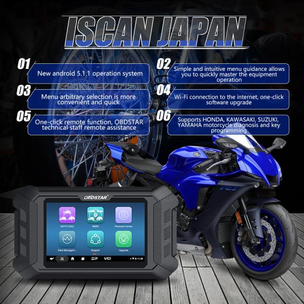 OBDSTAR iScan JAPAN Motorcycle Diagnostic Scanner & Key Programmer for HONDA KAWASAKI SUZUKI YAMAHA