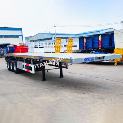 TITAN 40 Ft 3 Axle Container Transport Flatbed Truck Trailer Semi Trailer for Sale in Tanzania