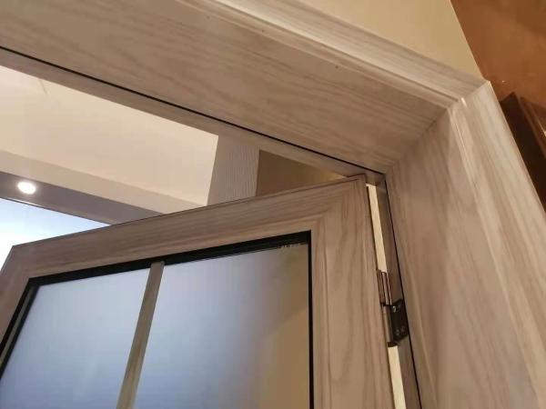 Solid Wood Grain Hinged Glass Shower Door , 45mm Aluminum Frame Glass Door