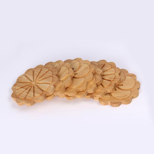 Custom Engraved Bamboo Wooden Coaster Wedding Personalized Coaster Set
