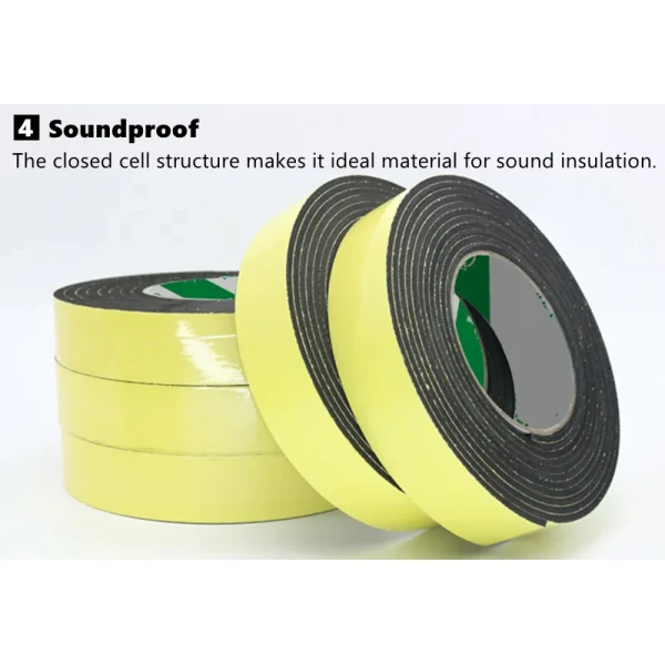 Strong Adhesion EVA Black Sponge Foam Rubber Tape Anti-Collision Seal Strip 1/2/3/5mm for Packaging and Speaker
