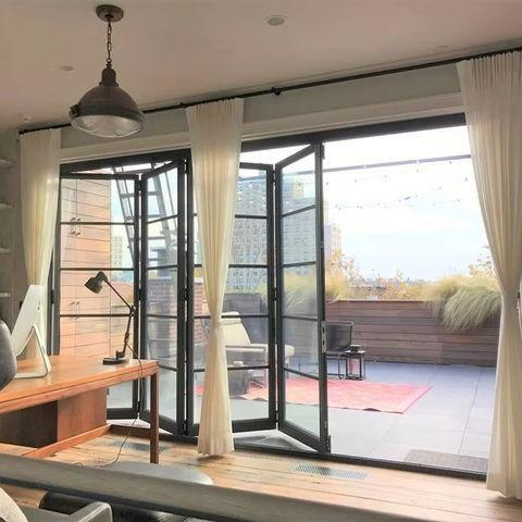 Hybrid Wood-Aluminum Folding Windows - Interior Oak Veneer
