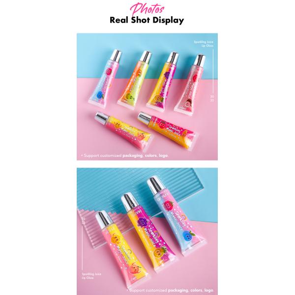 Private Label Rainbow Fruity Glitter Essence Lip Gloss For Kids OEM ODM Available