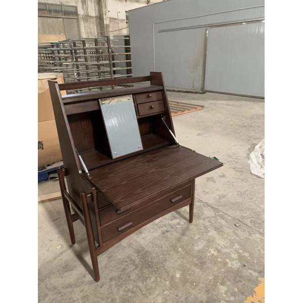 Bedroom Wooden Makeup Vanity Desk Retro Luxury Dressing Table With Mirror