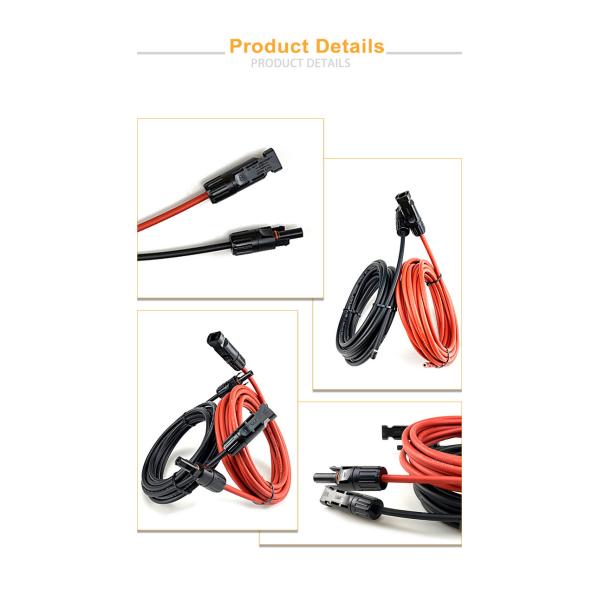 Black And Red 3 Metres / 10 Feet 4mm2 Solar Panel Cable Extension With Connectors
