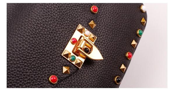 2016 new European and American women's shoulder bag bag diagonal color rivet leather handbags