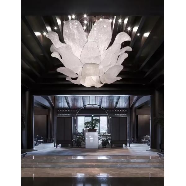 Contemporary Crystal Customized Design Lotus Flower Large Chandelier Pendant Light For Hotel Lobby