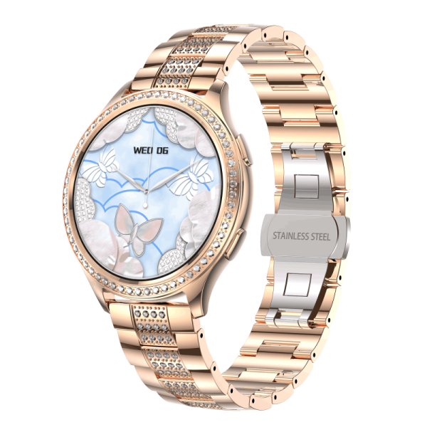 Support OEM & ODM | Luxury Diamond Ladies Smart Watch with BT5.1 Bluetooth Call IP67 Waterproof and 1.32-inch IPS Display