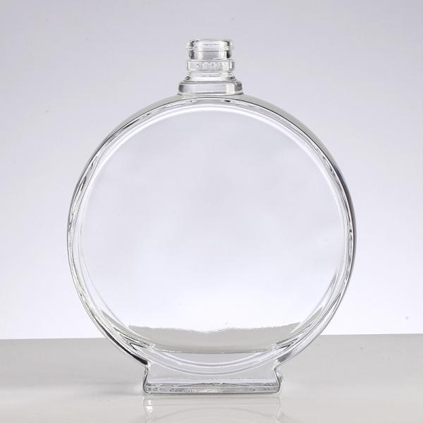 Garrafa de brandy de corpo de vidro ecológico Garrafa de vidro transparente plana para brandy XO