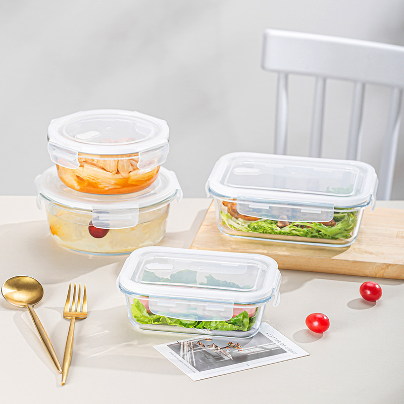 High Quality Airtight BPA-Free Lunch Bento Boxes Classic Kitchen Glass Food Storage Containers with Lids