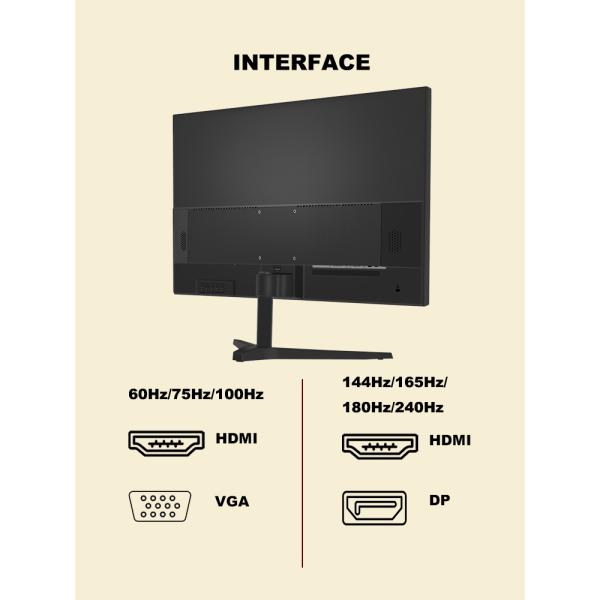 27 Inch LED PC Gaming Monitor 1K 2K With Dual Speakers 100x100mm VESA Fixed Bracket