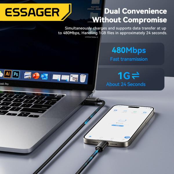 ESSAGER ES-X60 60W USB A to C Charging Cord USB C Cable