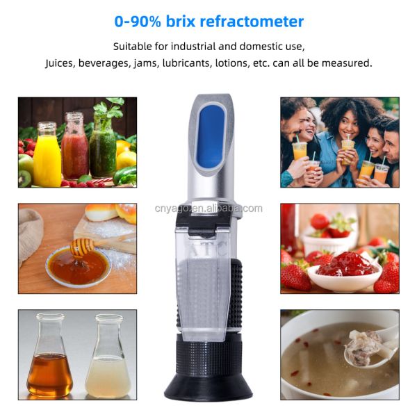 Handheld Wide-range 0-90% Brix Refractometer for Sugar Content Measurement in Food and Beverages