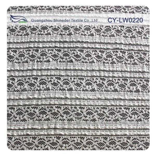 Eco-Friendly Stretch Lace Cotton Spandex Fabric , Beige Elastic Lace Trim CY-LW0220