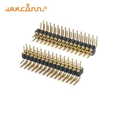 Coupe en or d'angle droit de 2,54 mm, connecteur à tête de broche à pignon, trou rond, tête de broche en PCB