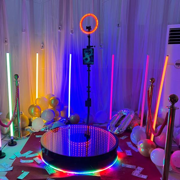 Durable LED 360 Photo Booth Slow Motion Automatic Rotating Selfie Platform