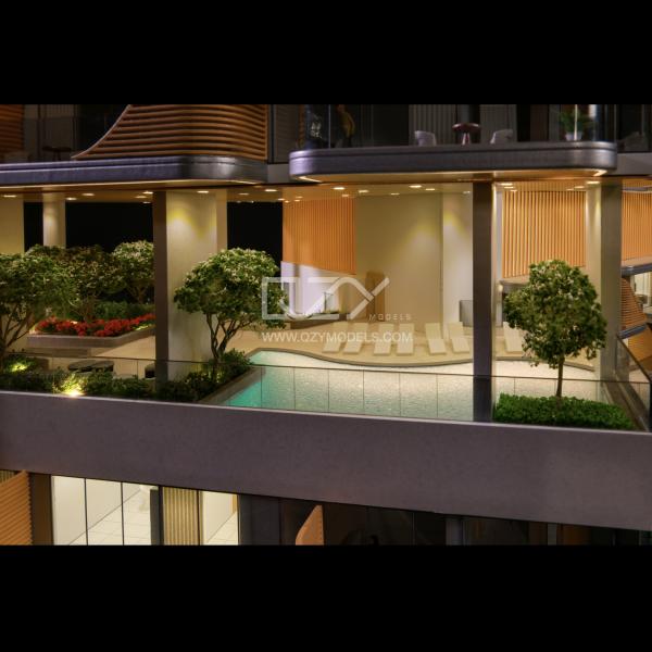 1/75 MAJAN Apartment Tower Architectural Model with 4000K Warm White Light