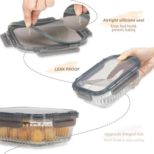 Stain Resistant Borosilicate Glass Food Container with Vented Cool Lock PP Lid and Temperature Resistance (-40℃-560℃)
