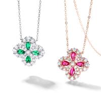 Clover Cultivation Red Treasure Necklace S925 Silver Color Pendant Collarbone Chain