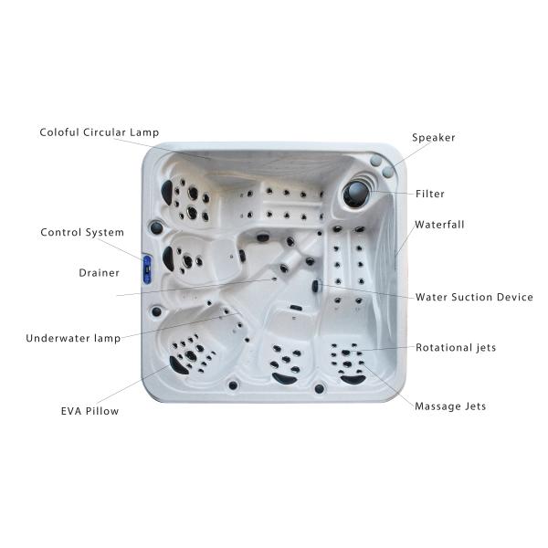 Ванна спа массажа 5 человеков дополнительная большая с джакузи 2 гостиных на открытом воздухе