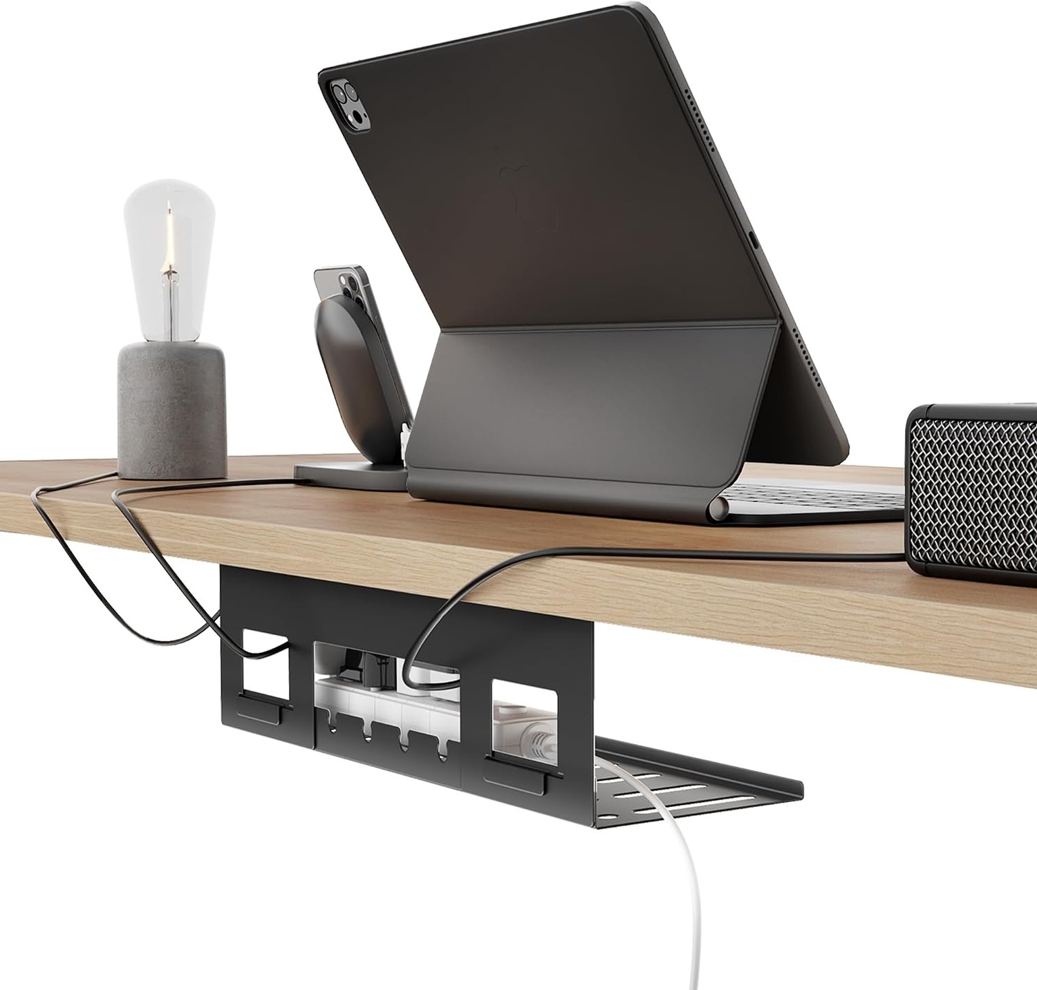 Metal Cord Organizer for Power Strips Chargers Reversible Installation Effortless Wire Management for Home Office
