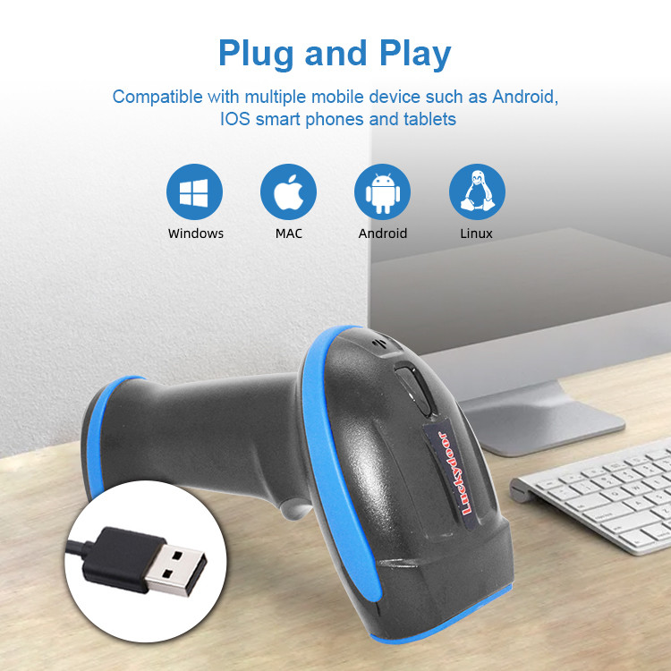 Handheld портативная машинка связала проволокой беспроводной блок развертки штрихкода читателя кода штриховой маркировки 1D 2D QR для системы POS