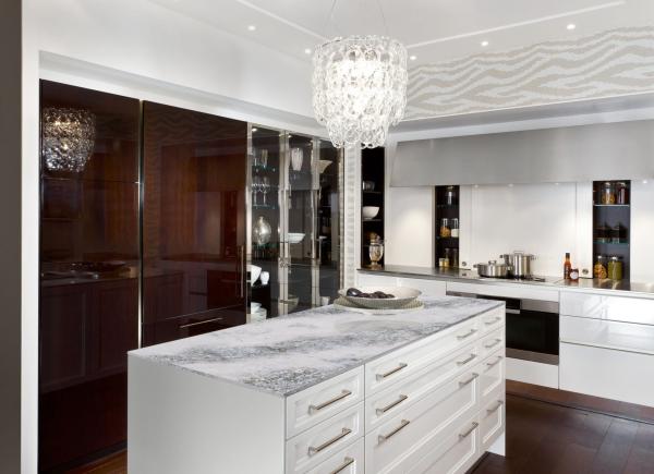 Acid Resistant Calacatta Classic Quartz Polished Surfaces Finished 6.5 Mohz