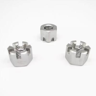 M8 M10 Stainless Steel Plain Polishing Hexagon Slotted Nut SS201 SS304 SS316 DIN935