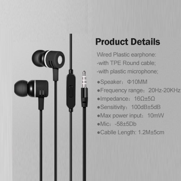 3.5mm Plug 100db Wired In Ear Earphones