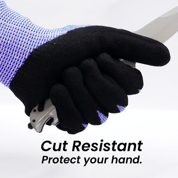 Black Non Slip Nitrile Polyester Work Gloves , Building Industrial Work Gloves